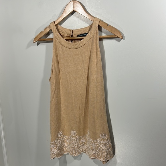 Adrianna Papell Tan Tank Top with Lace Hem - Picture 5 of 6
